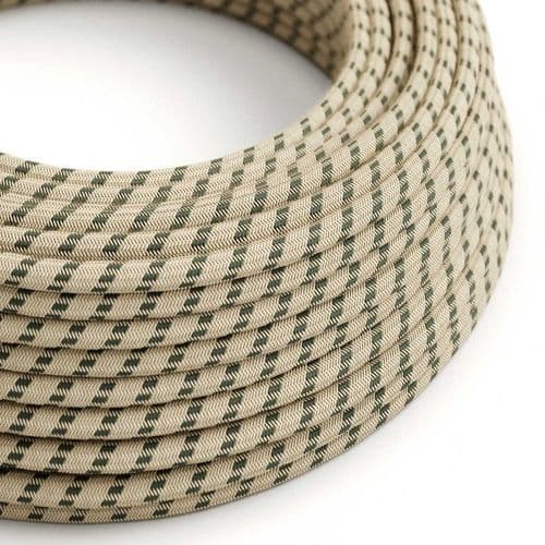 Grey and Beige Stripe 3-Core Textile Cable