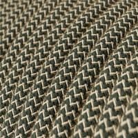 Grey and Beige ZigZag 3-Core Textile Cable