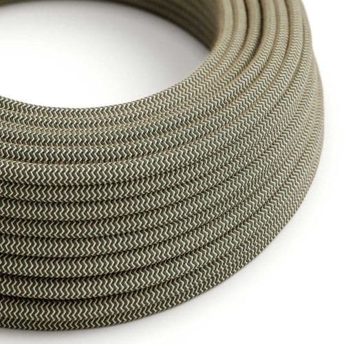 Grey and Beige ZigZag 3-Core Textile Cable
