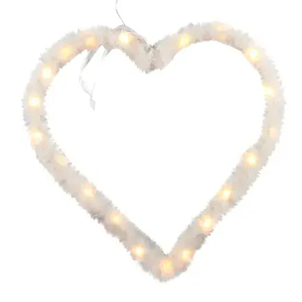 Heart Shape Frame With Feather Effect And 20 LEDs - 25cm - Timer Function