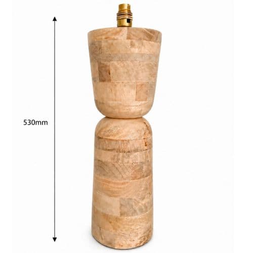 Hourglass Table Lamp - Mango Wood - Large- 530mm High