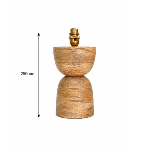 Hourglass Table Lamp - Mango Wood - Small- 250mm High