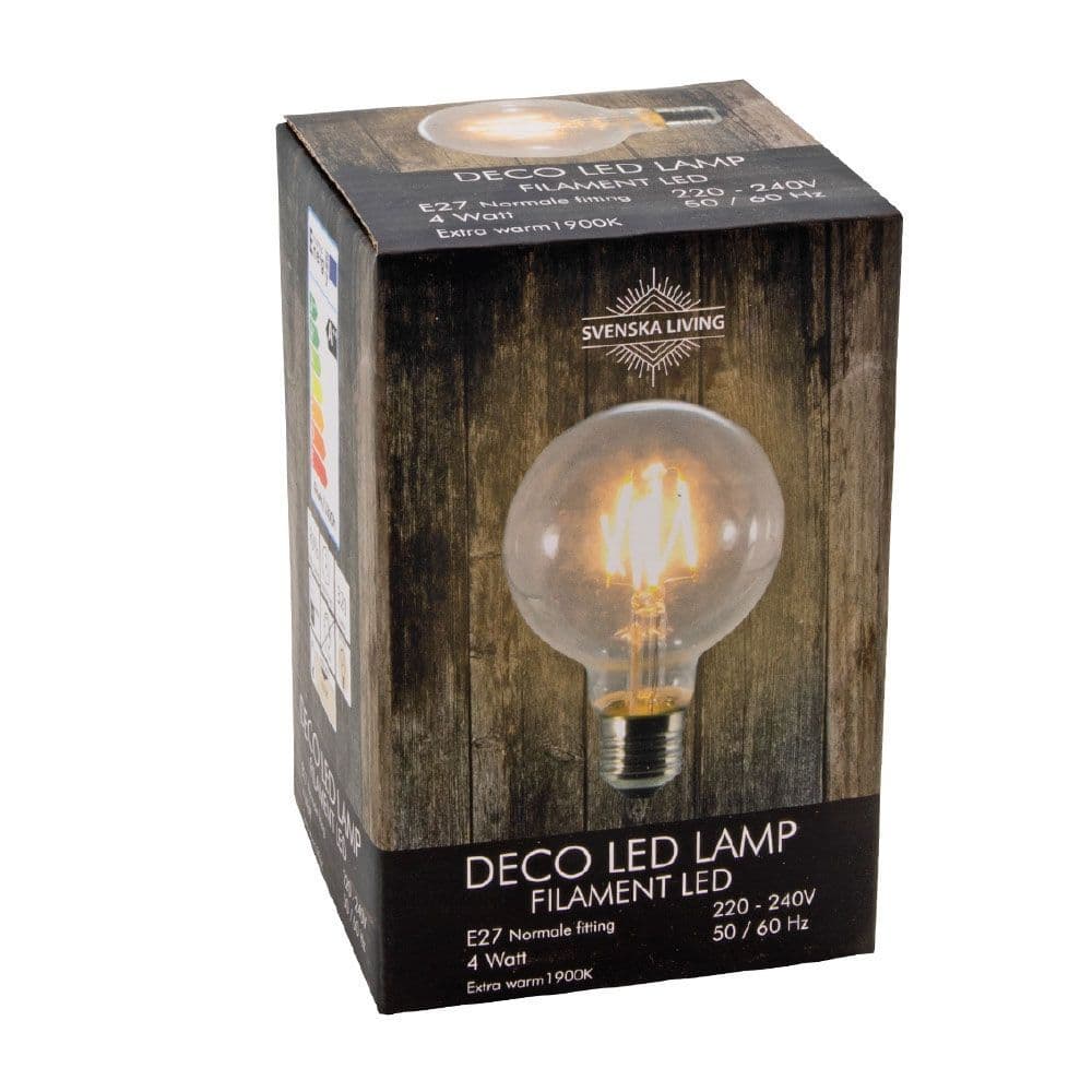 LED Sphere / Globe Vintage Filament Bulb - E27 4W G80