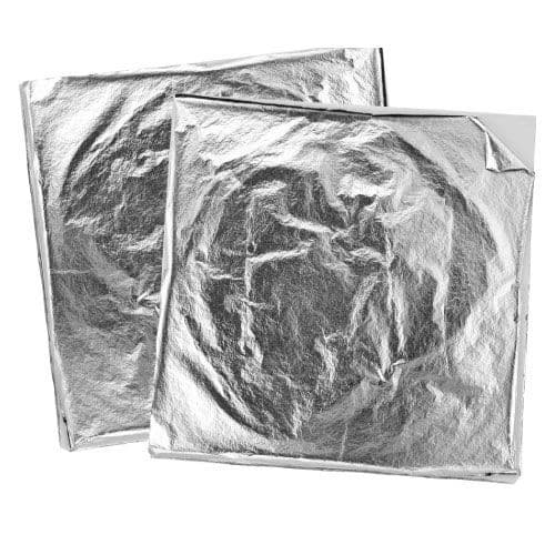 Metallic Metal Foil Sheets - Silver - 14cm x 14cm - Pack of 10