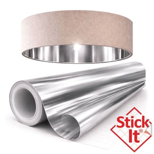 Mirror Silver Self-Adhesive Lampshade Material 134cm with Protective film- Stick-It ®