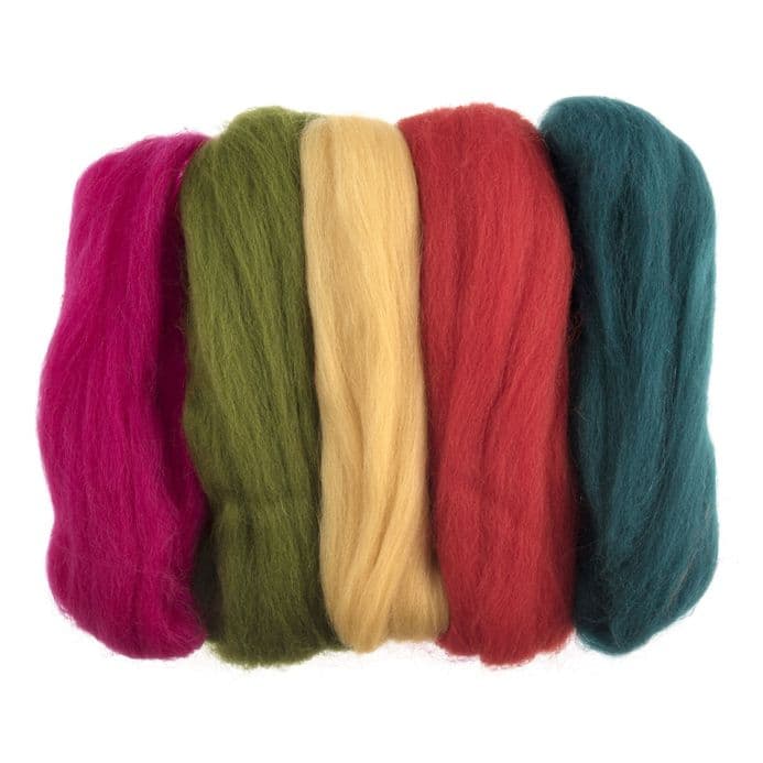 Natural Wool Roving - Assorted Bright s 50g