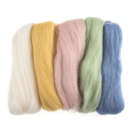 Natural Wool Roving - Assorted Pastels (50g)