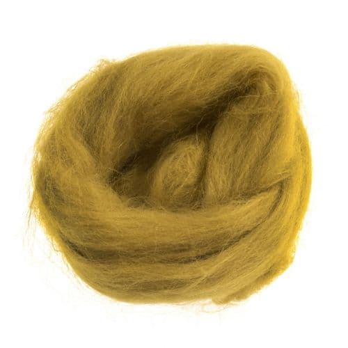 Natural Wool Roving - (Mustard) 10g