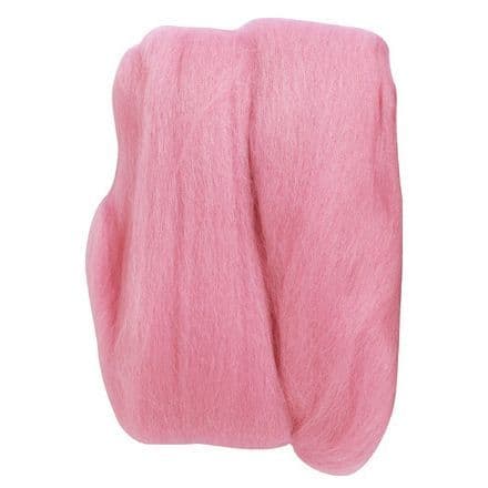 Natural Wool Roving - (Pink) 20g