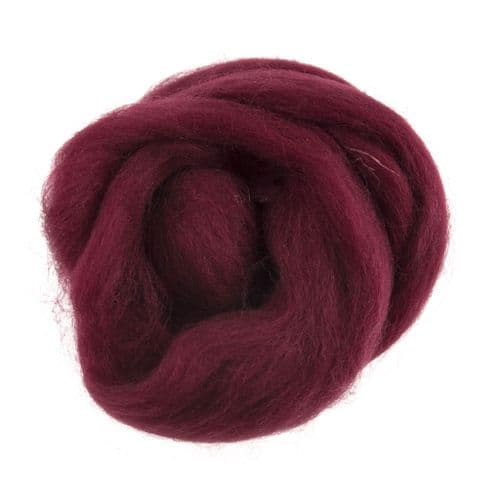 Natural Wool Roving - (Wine) 10g