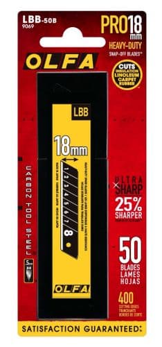 Olfa Excel Black Ultra Sharp Blade 18mm (Pack of 50)   OLF/LBB50B