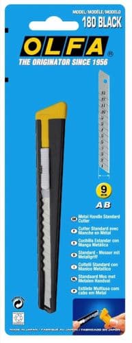 Olfa Lightweight Multi Purpose snap-off cutter Metal Body 9mm OLF/180BLK