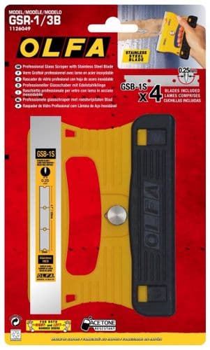 Olfa Professional Glass Scraper 120mm + 3 Spare Blades      OLF/GSR13B