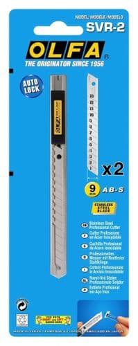Olfa Ultra Stainless Steel Snap Cutter with Pocket Clip 9mm       OLF/SVR2           9mm