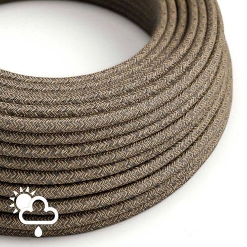 Outdoor Electric Cable Covered in Brown Natural Linen - EIVA Compatible