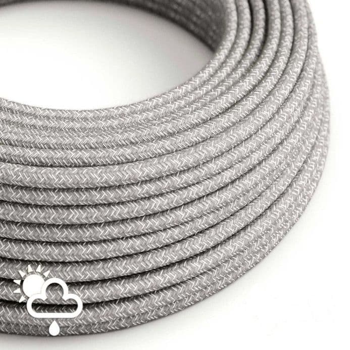 Outdoor Electric Cable Covered in Grey Natural Linen - EIVA Compatible