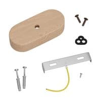 Oval Wooden Ceiling Rose Kit - Natural Wood