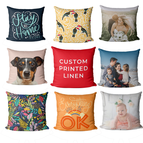Personalised Printed Linen  Cushion 40cm - 16”