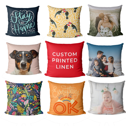Personalised Printed Linen Cushion 40cm - 16”