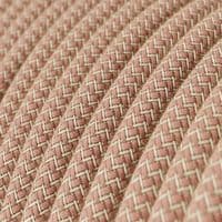 Pink and Beige ZigZag 3-Core Textile Cable ID: XZ3RD71