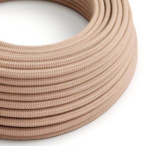 Pink and Beige ZigZag 3-Core Textile Cable ID: XZ3RD71