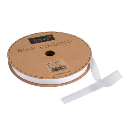 Polycotton Bias Binding Trim - 20m x 13mm - White ID: R77713\WHT
