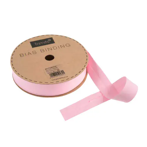 Polycotton Bias Binding Trim - 20m x 25mm - Light Pink