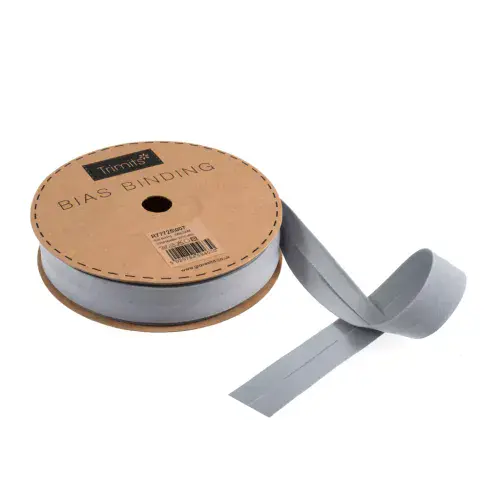 Polycotton Bias Binding Trim - 20m x 25mm - Pale Grey