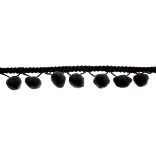 Pom Pom Trim | Black | 18m x 20mm | Dannells