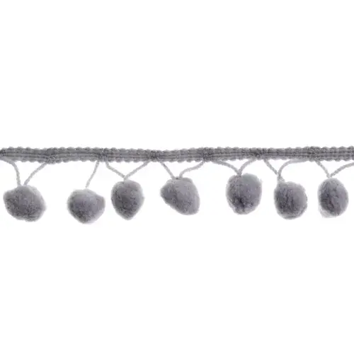 Pom Pom Trim | Grey | 18m x 20mm | Dannells