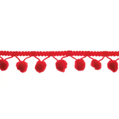 Pom Pom Trim | Red | 18m x 20mm | Dannells