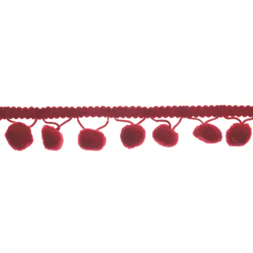 Pom Pom Trim - 18m x 20mm - Wine