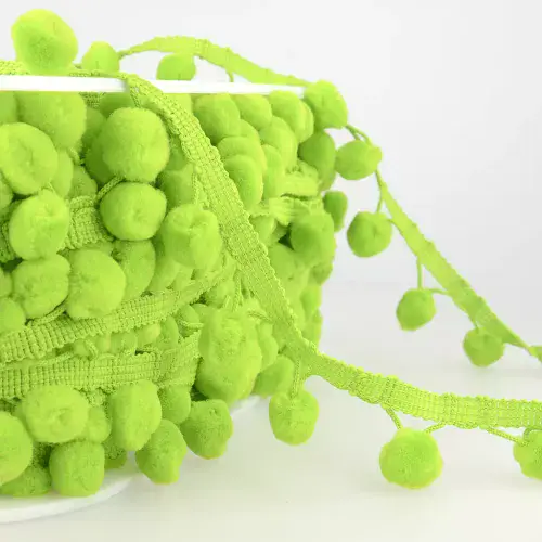 Pom Pom Trim - 25m x 15mm - Anise Green