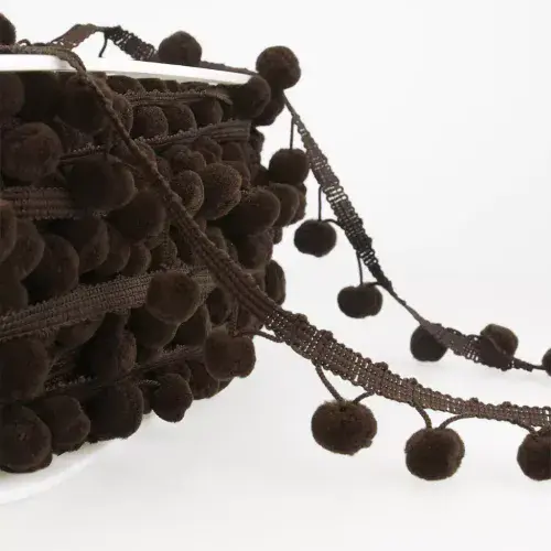 Pom Pom Trim - 25m x 15mm - Dark Brown