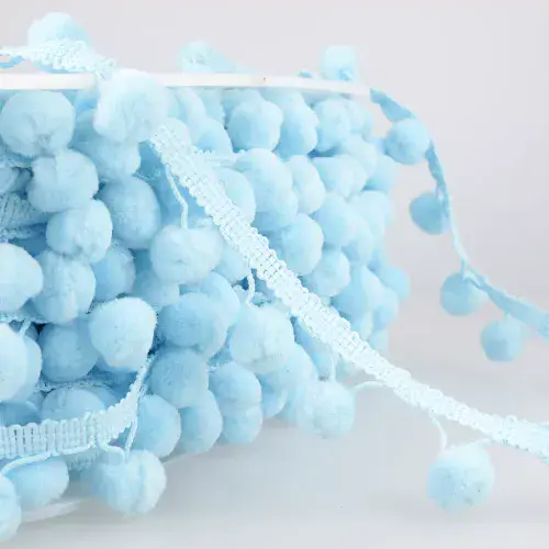 Pom Pom Trim | Light Blue | 25m x 15mm | Dannells