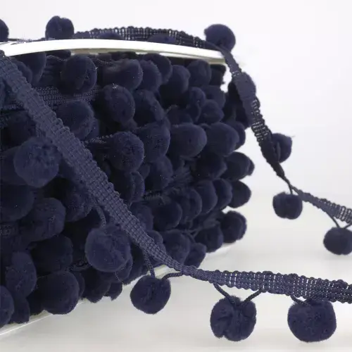 Pom Pom Trim | Navy Blue | 25m x 15mm | Dannells