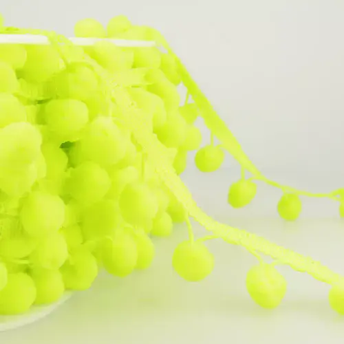 Pom Pom Trim | Neon Green | 25m x 15mm | Dannells