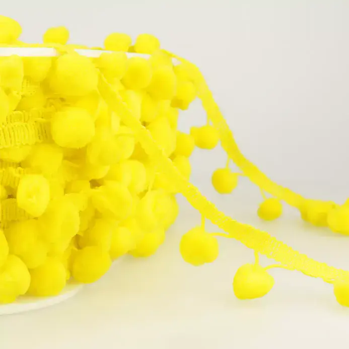 Pom Pom Trim | Neon Yellow | 25m x 15mm | Dannells