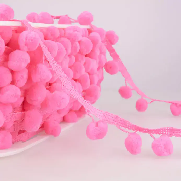 Pom Pom Trim | Pink | 25m x 15mm | Dannells