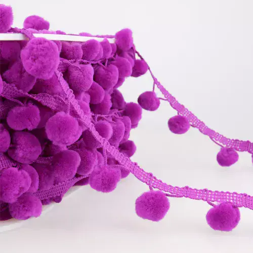 Pom Pom Trim | Plum | 25m x 15mm | Dannells