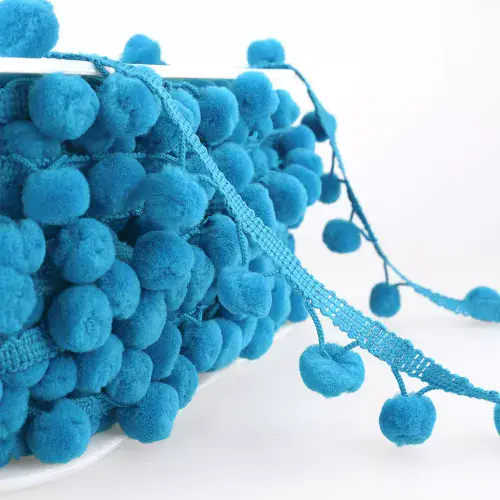 Pom Pom Trim | Turquoise Blue | 25m x 15mm | Dannells