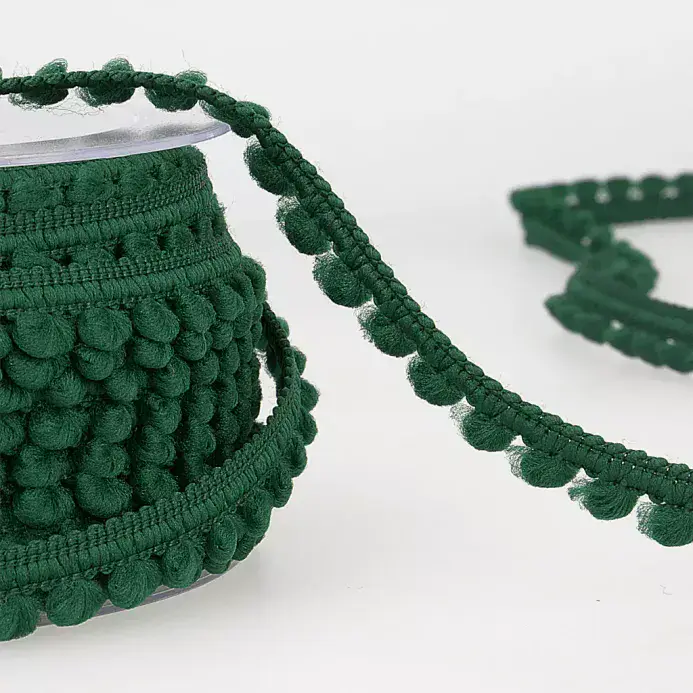 Pom Pom Trim | Bottle Green | 25m x 6mm | Dannells