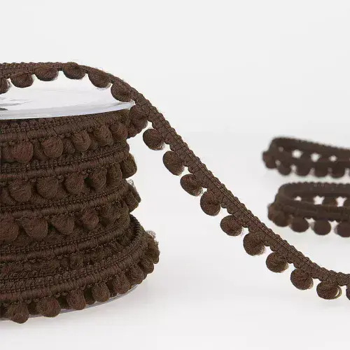 Pom Pom Trim - 25m x 6mm - Dark Brown ID: S4959B000\056