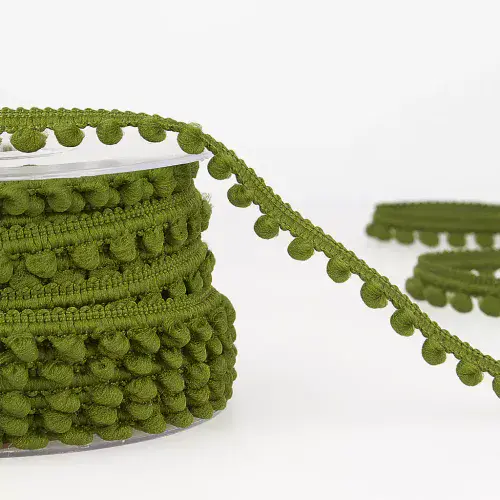 Pom Pom Trim | Khaki | 25m x 6mm | Dannells