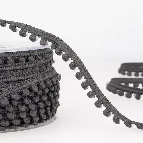 Pom Pom Trim - 25m x 6mm - Medium Grey ID: S4959B000\033