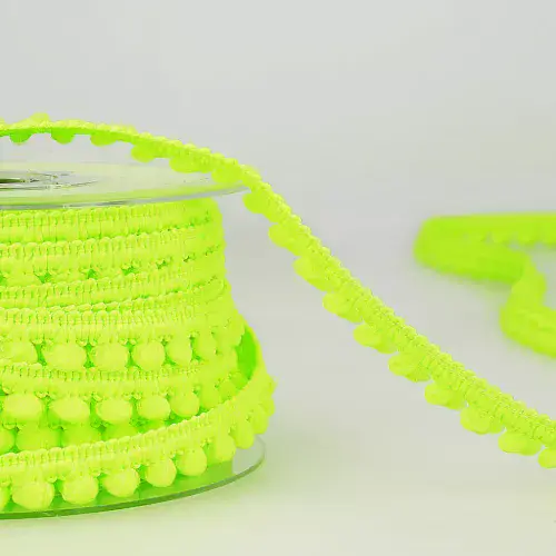 Pom Pom Trim | Neon Green | 25m x 6mm | Dannells