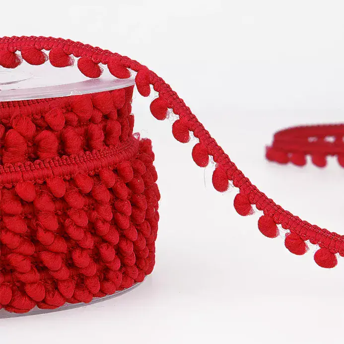 Pom Pom Trim | Red | 25m x 6mm | Dannells