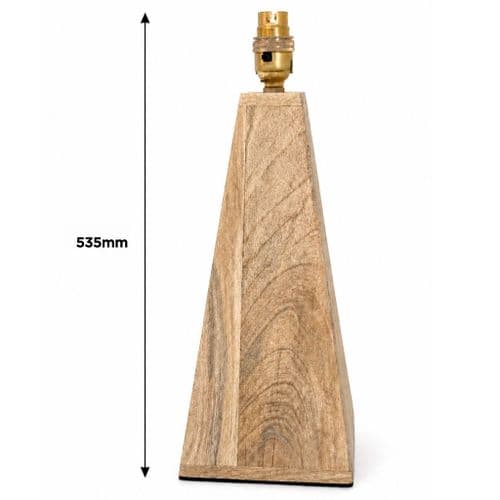 Pyramid Table Lamp Base - Mango Wood  - Large - 535mm High
