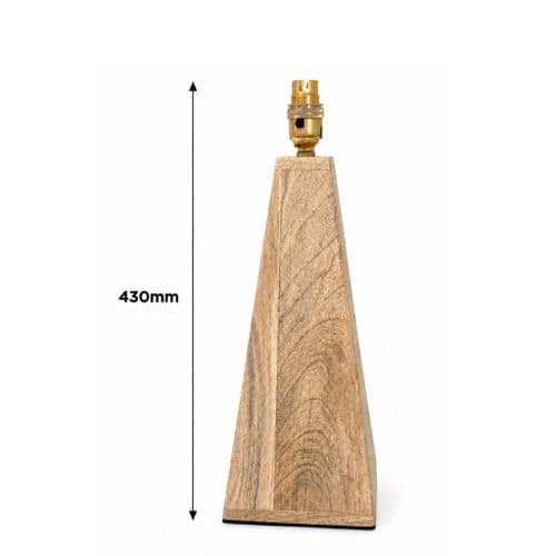 Pyramid Table Lamp Base - Mango Wood - Medium - 430mm High