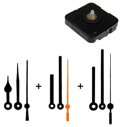 Quartz Clock Movement - Extra Large Shaft 22mm - with 3 sets of Black Hands (28472)